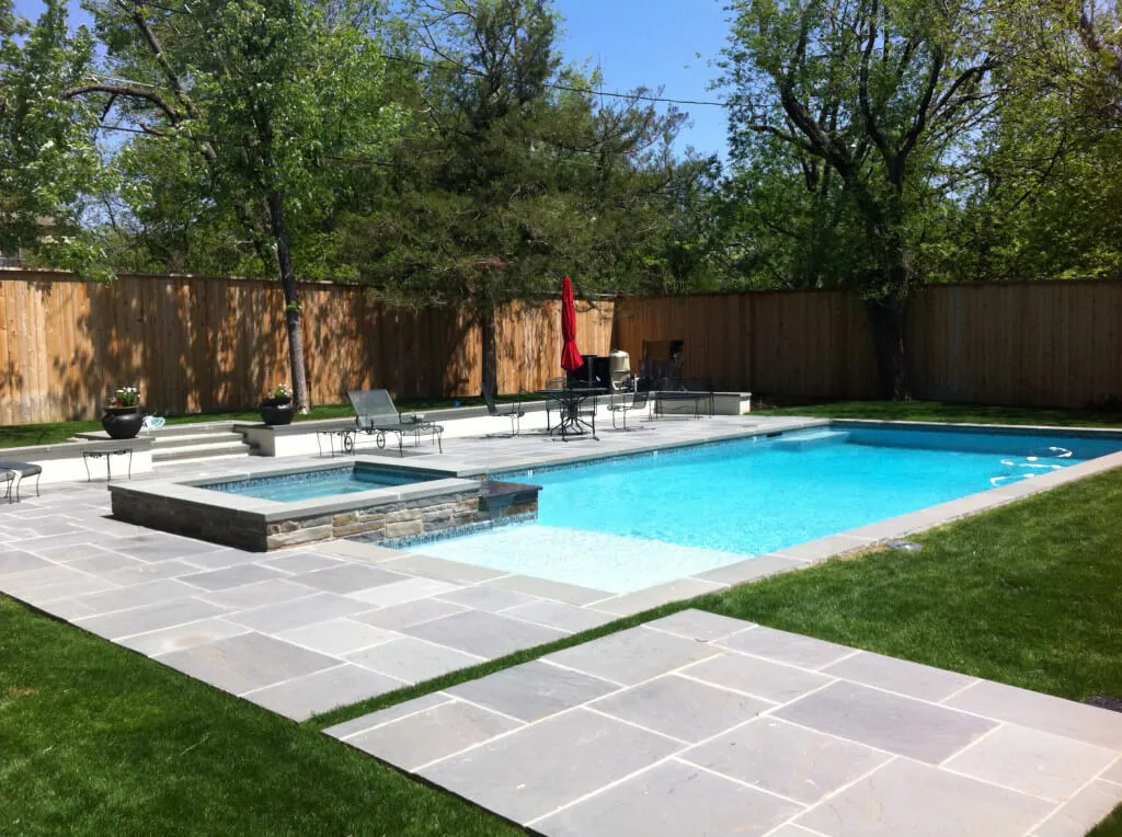 walkway and pool with New York blue stone
