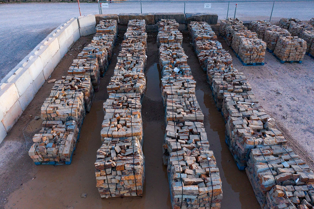 Rows of natural stone at warehouse