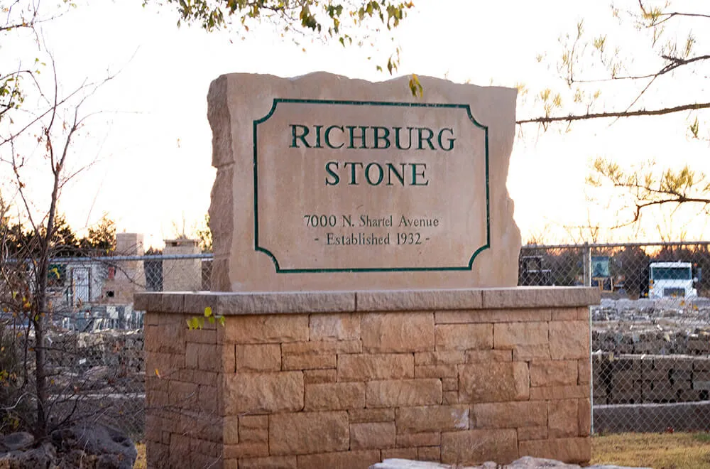 Sign outside of Richburg Stone's showroom