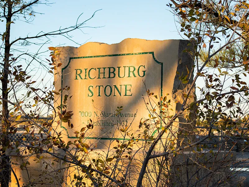 Sign at Richburg Stone's showroom