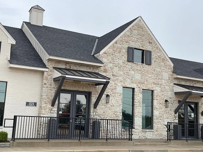 Commercial building with natural stone facade