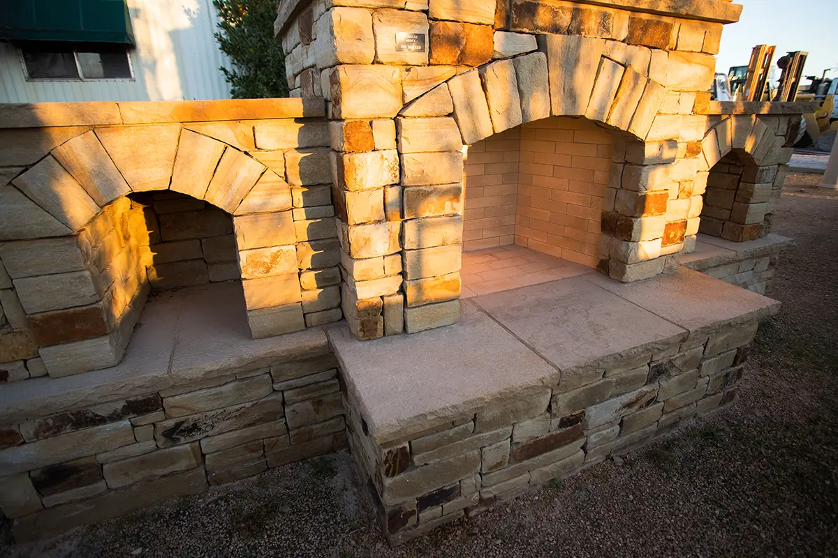 A stone fireplace
