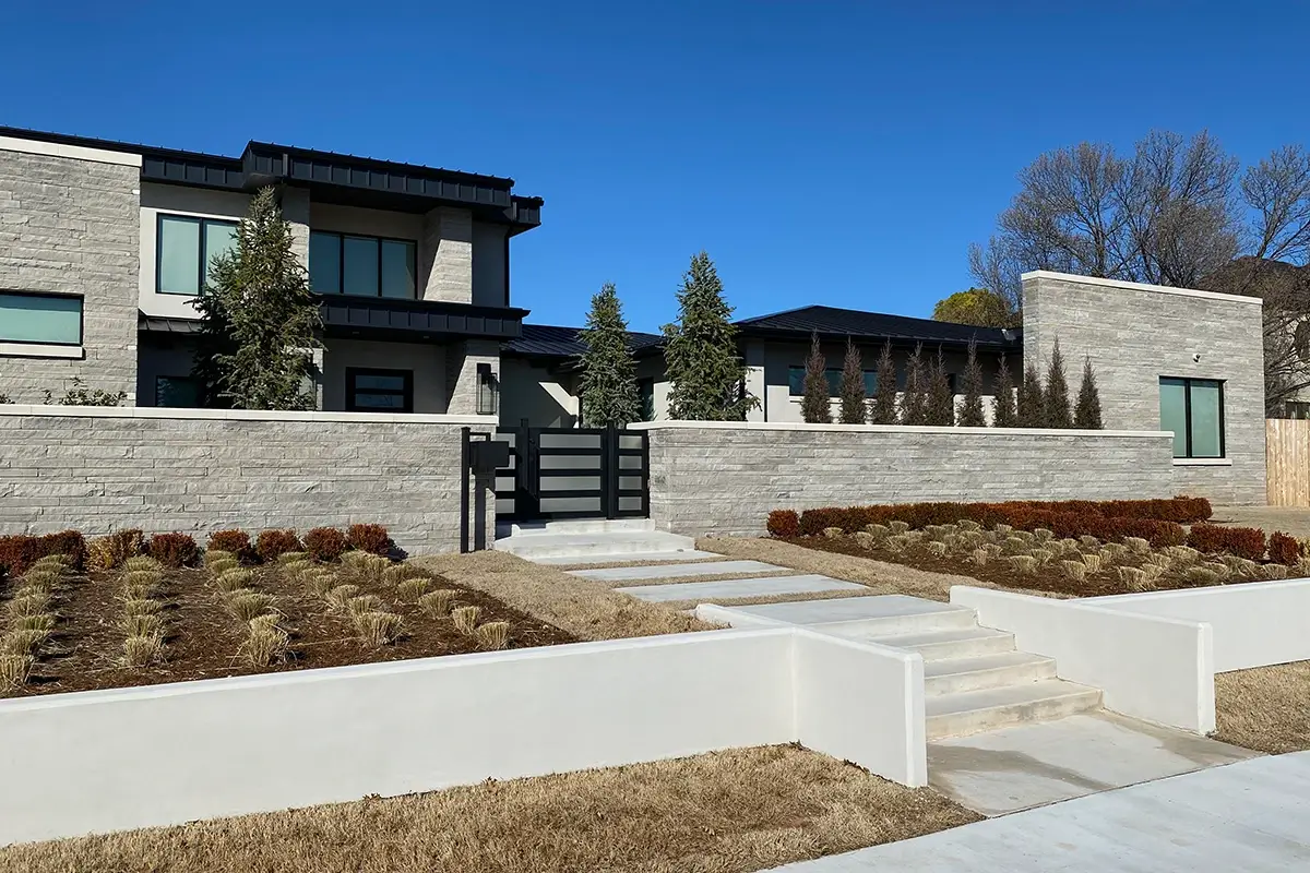 Charcoal lueders stone walls and retaining walls