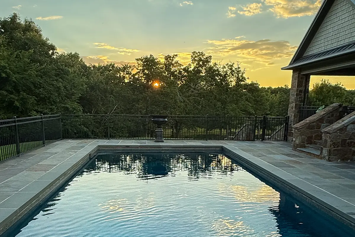 Sunset and a pool